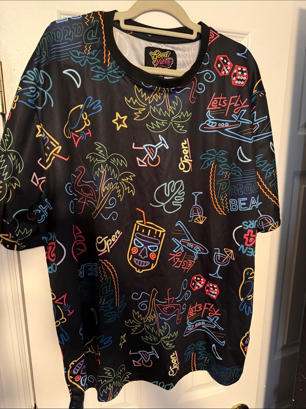 Good Vibes Men’s Short Sleeve Graphic Tee - Black Multicolor